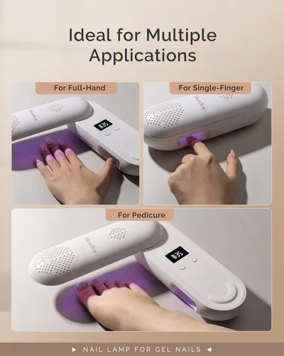 Miniatura 8 de MelodySusie Lámpara UV de Uñas Compacta Inalámbrica, P-PLUS20F con Panel Giratorio Innovador y Diseño de Protección UV, la Luz UV Recargable Cura