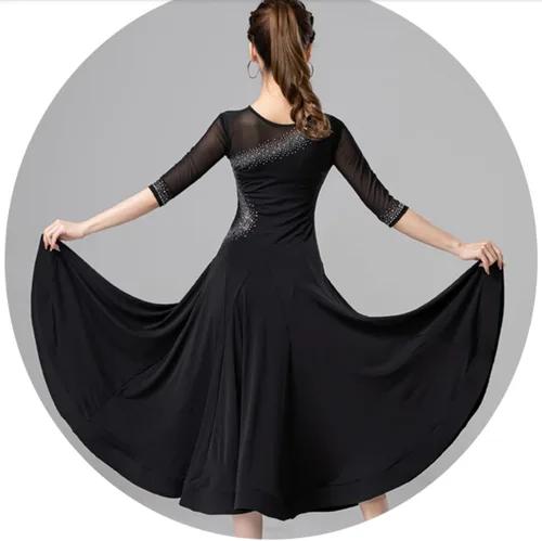 Miniatura 2 de Ropa de baile de vals para mujer, vestidos de baile de salón estándar, disfraz de práctica de tango, ropa de baile moderna para rendimiento