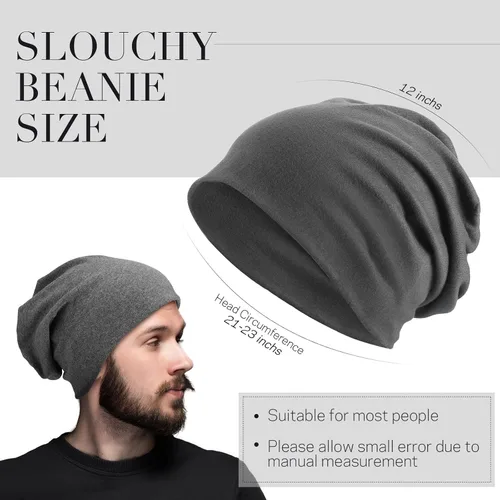 Miniatura 3 de SATINIOR Gorro holgado de 4 piezas para dormir gorro de dormir de punto de calavera holgada gorro de dormir para hombres y mujeres azul gris