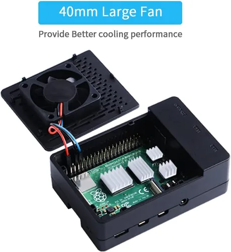 Miniatura 3 de GeeekPi Funda para Raspberry Pi 4 con fuente de alimentación de 18 W, 5 V, 3.6 A, funda Pi 4B con ventilador PWM de 1.575 x 1.575 x 0.394 in y 4