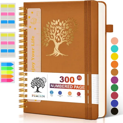 Miniatura 19 de Cuaderno grande en espiral para mujeres y hombres, 300 páginas rayadas numeradas, con rayas universitarias, cuaderno encuadernado en espiral de tapa
