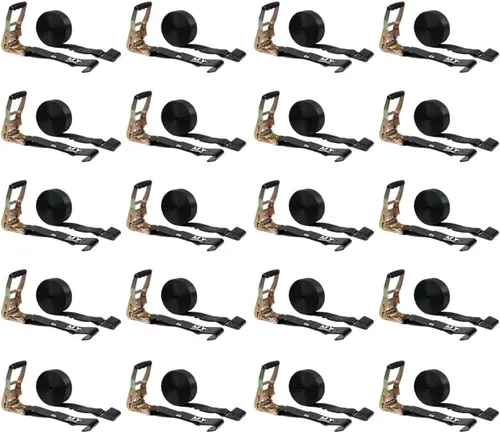 Miniatura 28 de Mytee Products Correas de amarre de trinquete con ganchos planos, 2 pulgadas x 20 pies amarillos 10,000 libras de resistencia a la rotura