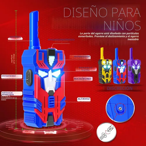 Miniatura 6 de Walkie-talkies de transformación de juguetes para niños, paquete de 3 con ojos iluminados frescos y rango de 2500 pies, juguetes de campamento al