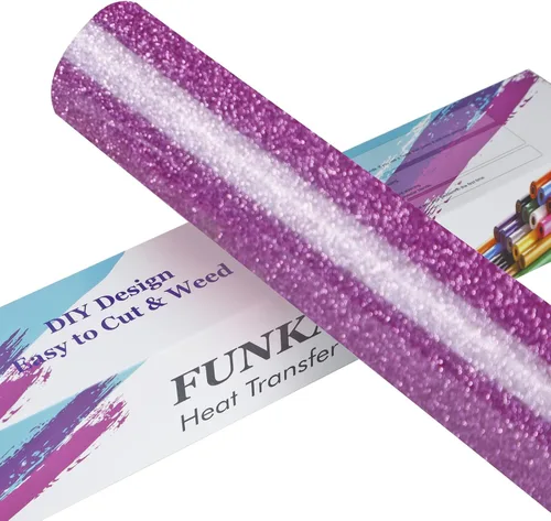 Miniatura 7 de FUNKAKA Rollos de vinilo de transferencia de calor HTV negro con purpurina, vinilo de poliuretano para planchar de 12 pulgadas x 25 pies