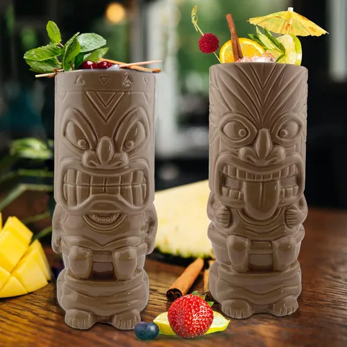 Miniatura 6 de Tiki - Juego de 2 tazas de cerámica coleccionables de cómicas, tazas de café tropicales para la cocina del hogar, cada taza tiene capacidad para 20