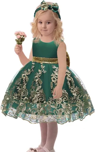 Miniatura 45 de CMMCHAAH - Vestidos de encaje para concursos de niñas bebés de 0-6 años, vestido formal para fiestas con diadema
