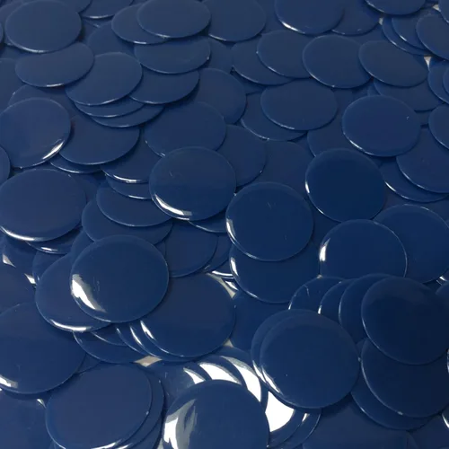 MR CHIPS Fichas de bingo de plástico para juegos, bolsa de 150 unidades, colores sólidos y transparentes, color azul, 3/4 pulgadas Azul sólido