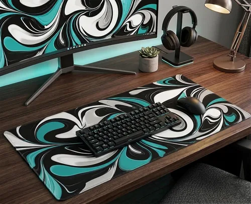 Miniatura 15 de AQQA Alfombrilla grande para mouse (35 x 17 pulgadas), extendida XXXL con base de goma antideslizante, líneas de mapa topográfico de fondo, contorno