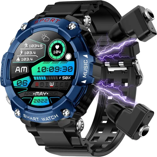 Miniatura 9 de Reloj Inteligente con Auriculares para Hombre, Llamadas Bluetooth Puede Responder y Realizar Llamadas, Música Local, Reloj Inteligente Resistente