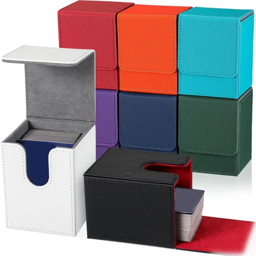 Miniatura 6 de Vicenpal Paquete de 8 cajas de cartas a granel, cajas de cartas de cuero con funda, caja de juego de cartas magnética con fundas para 100 más cartas