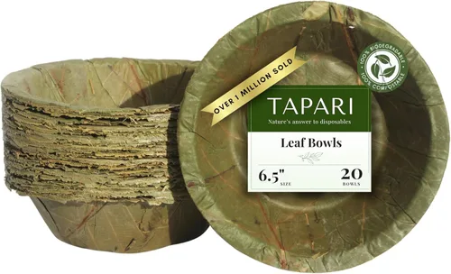 Miniatura 7 de TAPARI - Mini cuencos desechables, paquete de 20 mini cuencos de hojas, 4 pulgadas, resistentes y ecológicos, cuencos compostables y biodegradables