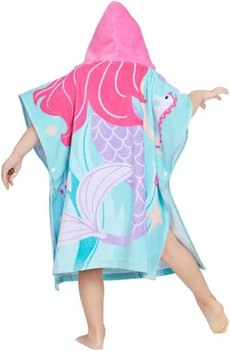 Miniatura 3 de Gealaek Toalla con capucha 100% algodón para niños de 2 a 6 años, toalla de playa para piscina, toalla de playa, suave y absorbente, poncho de playa