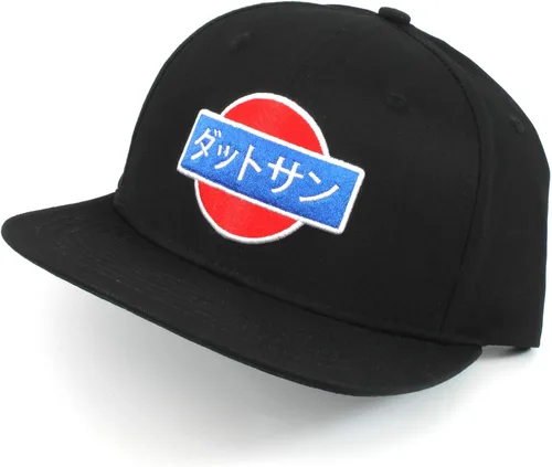 Miniatura 3 de Rotary13B1 Gorra de béisbol Datsun Kanji - Sombrero negro de ala plana, Negro