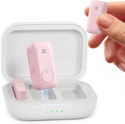 Miniatura 9 de EX Sistema de micrófono inalámbrico Lavalier, micrófonos de doble clip + funda de carga, rango de 164 pies Plug-and-Play para iPhone/Android