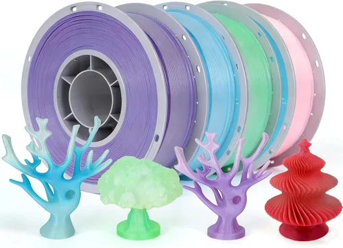 Miniatura 17 de Crystal Rainbow - Paquete de filamentos para impresora 3D de ácido poliláctico (PLA), 10 rollos, carrete de 2.2 libras, filamento degradado de 0.069