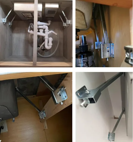 Miniatura 9 de Kit de reparación de fregadero de montaje inferior, soportes para fregadero caído, acero de aleación, gris plateado, montaje inferior, 5