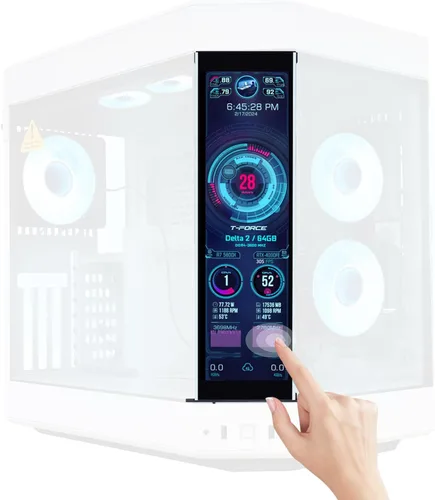GeeekPi monitor LCD táctil IPS de 12.6 pulgadas FHD 1920x515, pantalla de visualización, compatible con la carcasa de PC Hyte Y60, CPU, GPU, panel