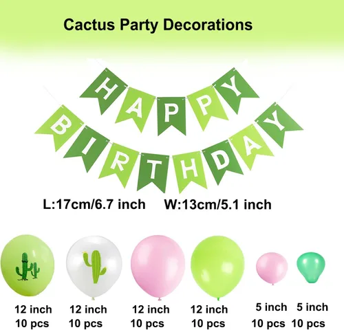 Miniatura 3 de Decoraciones de fiesta de cactus suculenta para fiesta de cumpleaños con globos de cactus, guirnalda, arco de plantas, globos de aluminio