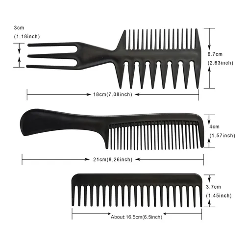 Juego de 10 peines de pelo negro para peluquería, corte y peinado, para mujeres, hombres y niños