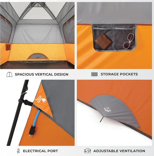 Miniatura 6 de CORE Tienda de campaña para camping familiar Tienda de campaña portátil para 4 personas y 6 personas con bolsa de transporte para acampar al aire