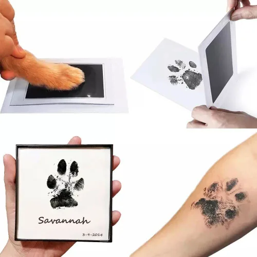 Miniatura 2 de Kit de huellas de bebé sin tinta, 3 almohadillas negras de impresión sin tinta de secado instantáneo + 6 tarjetas de impresión, kit de huellas