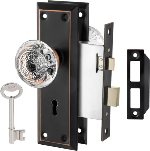 Miniatura 15 de Juego de cerradura de embutir ToPToToo para puerta interior, pomos de puerta de vidrio de cristal interior, reemplazo de perilla de puerta