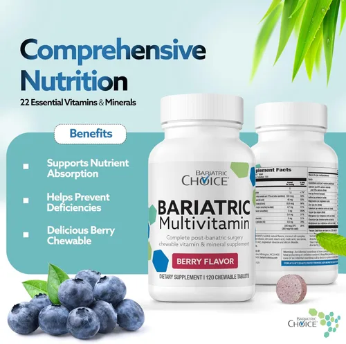 Miniatura 4 de Bariatric Choice My Bariatric - Multivitamínico masticable con hierro y 300 mg de calcio, bayas (120 unidades)