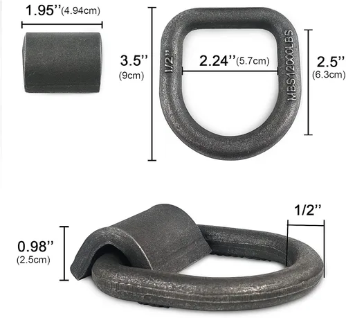 Miniatura 5 de 1/2" Ancla de Amarre Soldada Forjada de Alta Resistencia con MBS: 5443 kg, Anillo en D para Amarre con Puntos de Anclaje Soldados para Remolque