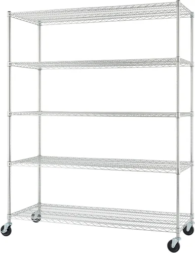 Trinity Basics TBFC-0931 - Estantería de alambre ajustable de 5 niveles con ruedas para organización de cocina, almacenamiento de garaje, cuarto de
