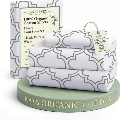Miniatura 167 de LANE LINEN Sábanas 100% algodón orgánico para cama tamaño King, sábanas de percal suave, transpirables, de lujo, estilo hotelero, lavables a 09