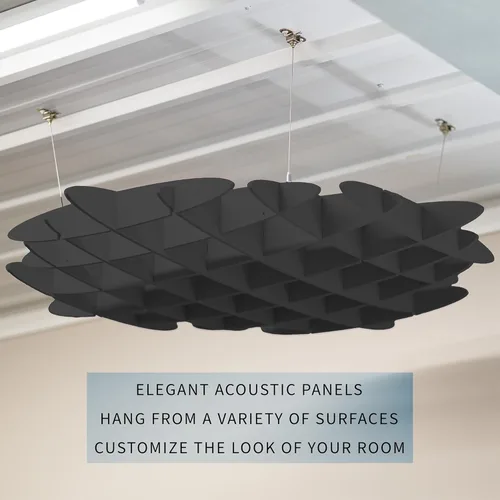 Miniatura 2 de Panel de Techo Acolchado Acústico VIVO, Absorbente de Sonido Colgante Hexagonal, Moderna Lámpara de Techo para Reducción de Ruido, Negro, PP-CW01B
