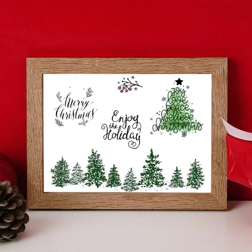 Miniatura 3 de Sellos transparentes de árboles de Navidad para hacer tarjetas y decoración de álbumes de fotos, sellos de goma con palabras de Feliz Navidad, sello