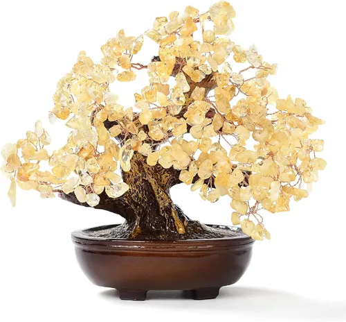 Miniatura 7 de KALIFANO Amatista natural (360 piedras preciosas) Árbol de cristal de chakras – Bonsái Feng Shui árbol de dinero para energía positiva, suerte