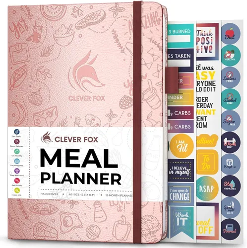 Clever Fox Agenda semanal de comidas, diario de preparación de comidas semanal y diario con listas de compras y comestibles para planificación de