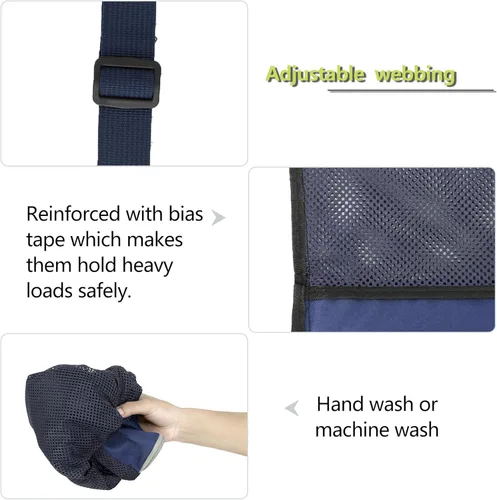 Miniatura 4 de Mochila con cordón BeeGreen para hombres y mujeres, atlética para gimnasio, deportes, entrenamiento, playa, natación, Azul marino, X-Grande