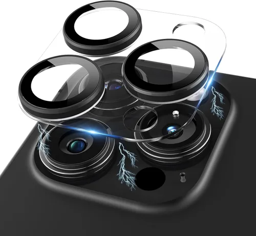 Miniatura 14 de Protector de lente de cámara con purpurina compatible con iPhone 15 Pro/iPhone 15 Pro Max, acrílico transparente más anillo de aleación de aluminio