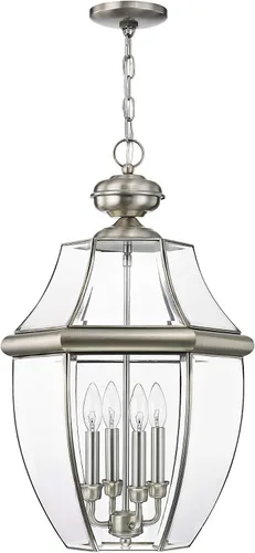 Miniatura 4 de Livex Lighting 2357-91 Monterey - Farol colgante para exteriores con 4 luces, níquel cepillado