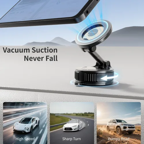 Miniatura 5 de Soporte magnético para teléfono de coche mejorado 2026 para Magsafe, succión al vacío ultra fuerte de 100 libras y 3000 gf magnético, soportes