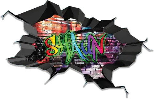 Miniatura 27 de Calcomanía de pared con nombre personalizado, graffiti 3D Arte personalizado calcomanía decorativa de vinilo Removible Despegar y pegar