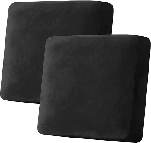 Miniatura 158 de H.VERSAILTEX - Funda de terciopelo elástica y afelpada para protección de cojines de sofá biplaza, silla o sofá, 2 piezas, tamaño grande, color gris
