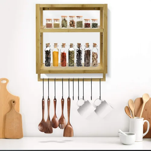 Miniatura 2 de Sorbus Estante de bambú montado en la pared para baño, cocina y más
