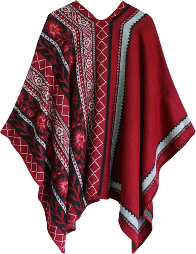 Miniatura 136 de Urban CoCo Poncho de colores para mujer, chal con frente abierto, color en bloques