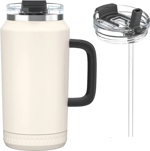 Miniatura 9 de Hydraful Vaso de 64 onzas con asa y pajilla, 100% a prueba de fugas, vaso aislado reutilizable, botella de agua grande de acero inoxidable, taza