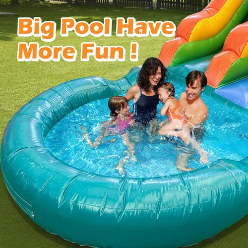 Miniatura 11 de Tobogán acuático comercial, tobogán acuático grande de 21 pies para niños y adultos con potente soplador de 950 W y tubo de agua, toboganes