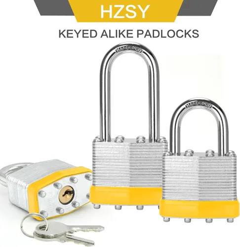 Miniatura 6 de Candados con llave similar, paquete de 6, cerradura con llave de acero laminado (1-9/16 pulgadas, 1.575 in), candados con la misma llave, grillete