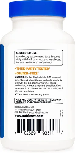 Miniatura 3 de Suplemento Nutricost Dim (diindolylmethane) 0.10 onzas, 120 cápsulas con Bioperine, 1 botella, 1