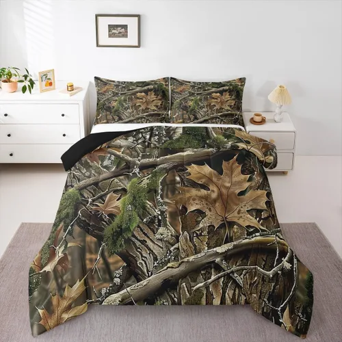 Miniatura 13 de Feelyou Juego de edredón de caza de patos para niñas y niños, edredón de patos de malardo, juego de ropa de cama de caza y pesca, juego de edredón