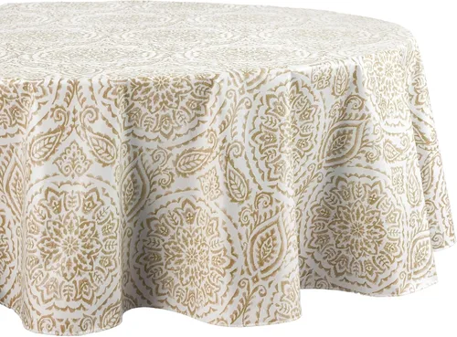 Miniatura 2 de Elrene Home Fashions Savannah - Mantel de vinilo bohemio con estampado paisley, resistente al agua y a las manchas con reverso de franela, 60 x 84