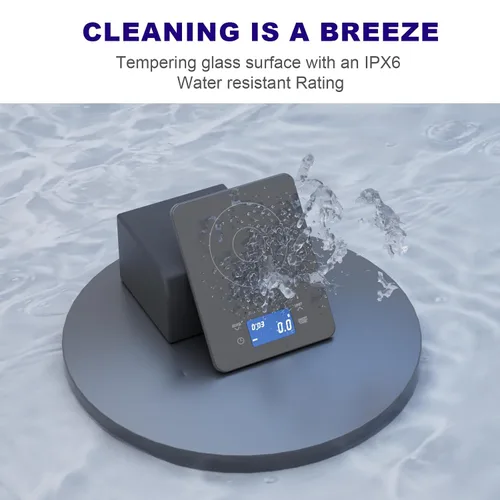 Miniatura 5 de MEGAWISE Báscula de café profesional, alta precisión a 0.005 onzas, fuente de alimentación de batería, vidrio templado impermeable, 4 modos