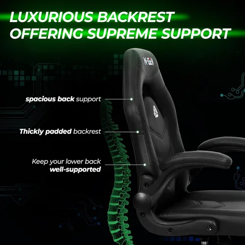 Miniatura 4 de N-GEN GAMING Silla de escritorio para videojuegos ergonómica con soporte lumbar, altura ajustable, brazos abatibles y ruedas giratorias con diseño